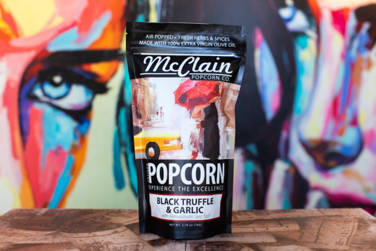 black truffle and garlic artisan popcorn